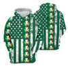 Maxcorners Irish Shamrock Vertical Stripes St Patrick's Day Golf Shirt, Polo Shirts For Men, Golf Shirts For Men
