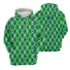 Maxcorners Lucky Four Leaf Clover Golf Ball Pattern Argyle Pattern St Patrick's Day Golf Shirt, Polo Shirts For Men