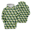 Maxcorners Green And White Argyle Pattern Beer St Patrick's Day Golf Shirt, Golf Tops For Men, Polo For Men