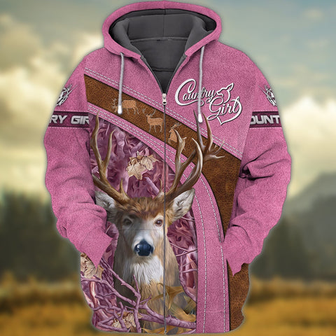 Maxcorners Deer Hunting Country Girl 3D All Over Printed Clothes