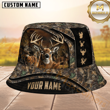 Maxcorners Deer Hunting Camo Personalized Name 3D Bucket Hat