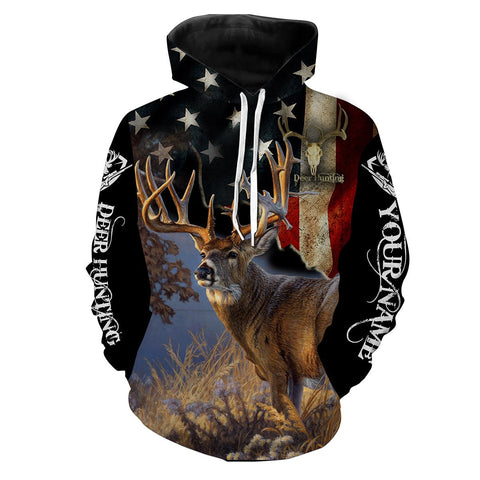 Maxcorners Deer Hunting US Flag Customize Name 3D Shirts