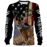 Maxcorners Deer Hunting US Flag Customize Name 3D Shirts