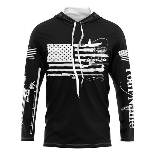 Maxcorners American Flag UV Protection Fishing Hunting Shirt For Fisherman Hunter A44 LM0501