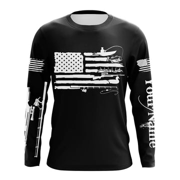 Maxcorners American Flag UV Protection Fishing Hunting Shirt For Fisherman Hunter A44 LM0501