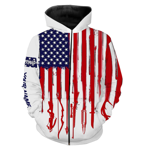 Maxcorners Custom Name American Flag Hunting Tools 3D All Over Printed Clothes