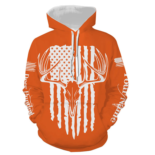 Maxcorners American Flag Deer Hunting Personalized Deer Skull Hunting Shirt For Hunters LM2608