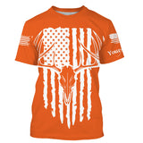 Maxcorners American Flag Deer Hunting Personalized Deer Skull Hunting Shirt For Hunters LM2608