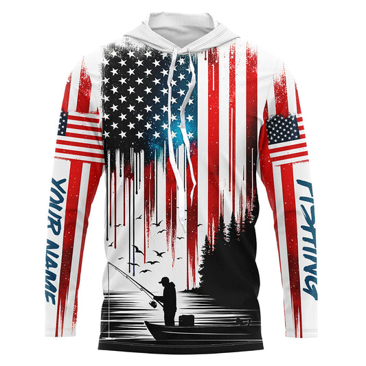 Maxcorners American Flag UV Protection Fishing Shirt Fishing Jersey For Fisherman A59 LM0501