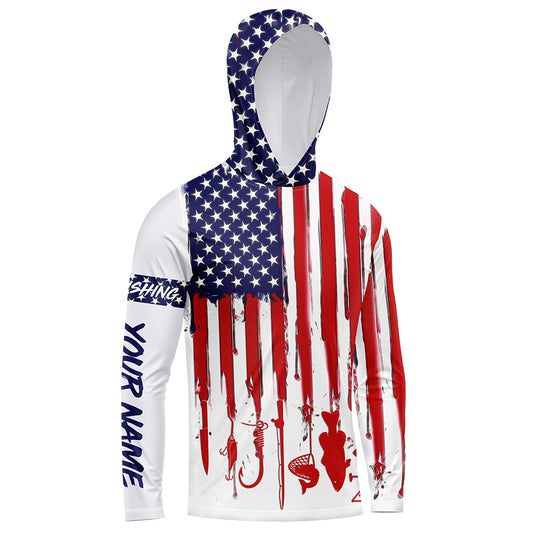Maxcorners American flag UV protection fishing shirt fishing jersey for fisherman shirts LM0501