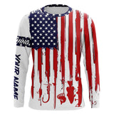 MaxCorners American Flag UV Protection Fishing Customized Name 3D Long Sleeve Shirt