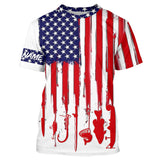 Maxcorners Customize Name American Flag Fishing 3D Shirts