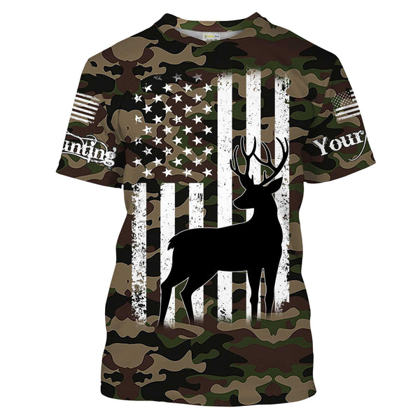 Maxcorners Deer hunting custom name America flag camo all over print Shirts, Hoodie, Zip up hoodie LM2608