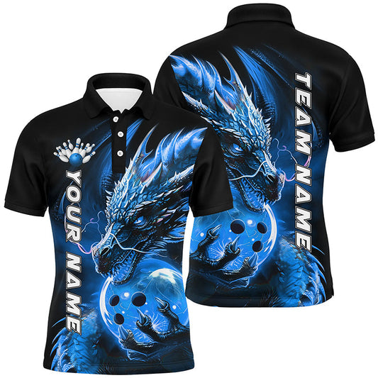 Max Corner Bowling and Pins Strike Bowling Light Dragon Hug Multicolored Bowling jerseys Custom Name And Team 3D Polo Shirt