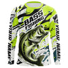 Maxcorners Personalized Largemouth Bass Fishing Jerseys, Bass Fishing Camo Long Sleeve Fishing Shirts | Green LM0201