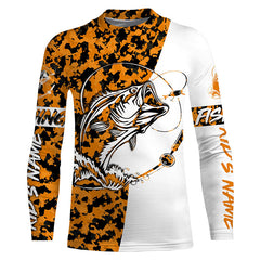 Maxcorners Personalized orange camo Bass Fishing Shirts, Halloween Bass fishing gifts LM0201