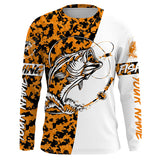 Maxcorners Orange Camo Halloween Bass Fishing Customize Name 3D Shirts