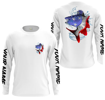 Maxcorners Walleye Fishing American Flag Customize Name 3D Shirts
