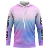 Maxcorners Pink Shibori Tie Dye Camo Long Sleeve Uv Protection Fishing Shirts LM0201