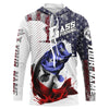 Maxcorners American Flag Bass Fishing Custom Long Sleeve Fishing Shirts, Patriotic Bass Fishing Jerseys LM0201