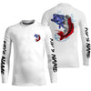 Maxcorners Bass Fishing American Flag Custom Long Sleeve Performance Shirts, Patriotic Bass Fishing Jerseys LM0201