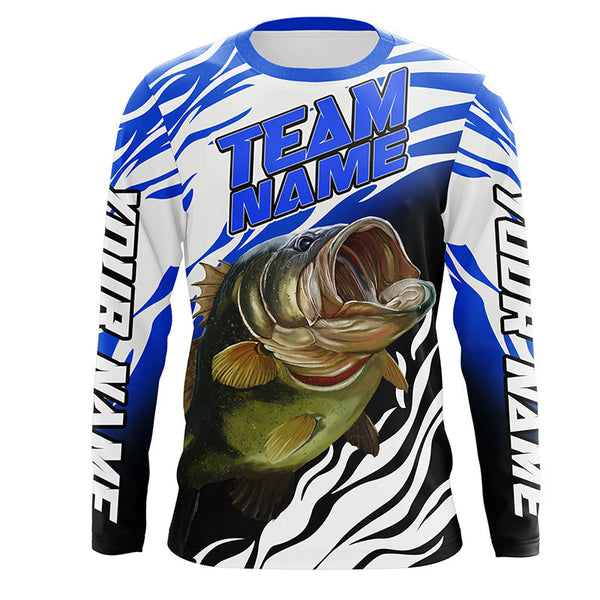 Maxcorners Bass Fishing Jerseys For Fishing Team Customize Name 3D Shirts Blue