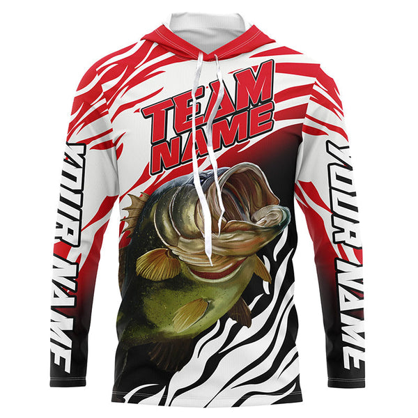 Maxcorners Bass Fishing Jerseys For Fishing Team Customize Name 3D Shirts Red