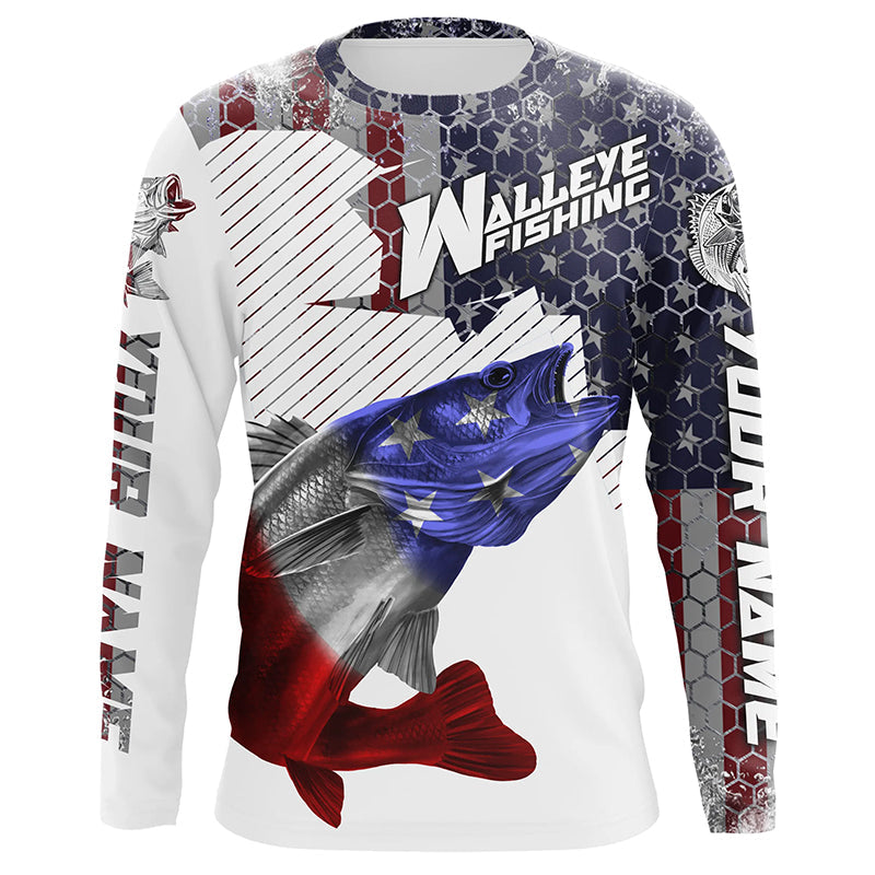 Maxcorners Customize Name American Flag Walleye 3D Shirts