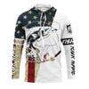 Maxcorners Salmon Fishing American Flag Custom UV Long Sleeve Fishing Shirts, Patriotic Fishing apparel LM0501