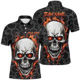 Maxcorners Red Flame Skull Bowling Customized Name And Team Name 3D Shirt