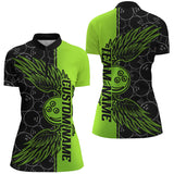 Maxcorners Black And Green Custom Unisex Bowling Tournament Team Shirts, Bowling Ball And Wings Jerseys