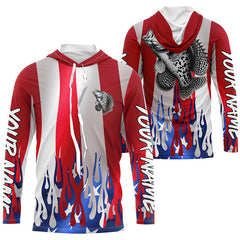 Maxcorners Custom 3D Flame American Flag Crappie Long Sleeve Fishing Shirts, Patriotic Crappie Fishing Jerseys LM0501