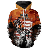 Maxcorners Personalized Us Flag Deer Hunting Shirts Patriotic Deer Hunter Apparel Big Game Hunting Clothes For Men Women LM2608