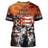 Maxcorners Personalized Us Flag Deer Hunting Shirts Patriotic Deer Hunter Apparel Big Game Hunting Clothes For Men Women LM2608