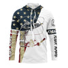 Maxcorners Snook Fishing American Flag Custom Long Sleeve Fishing Shirts, personalized Patriotic Fishing gifts LM0501