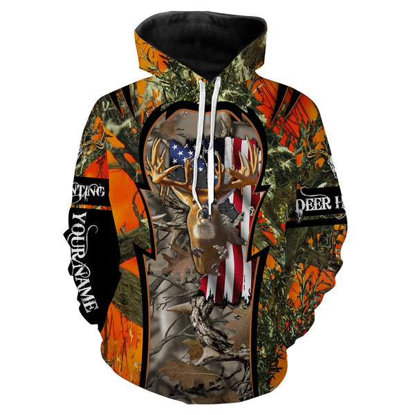 Maxcorners Deer Hunting American Flag Customize Name 3D Shirts