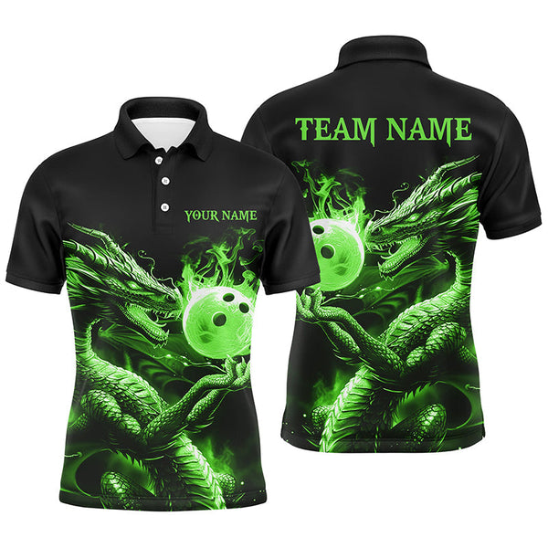 Max Corner Bowling and Pins Strike Bowling Fire Dragon Pattern Multicolored Bowling jerseys Custom Name And Team 3D Polo Shirt