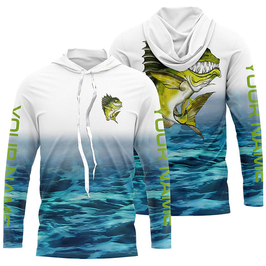 Maxcorners Custom Angry Bass Tournament Long Sleeve Fishing Shirts, Bass Performance Fishing Jerseys LM0201