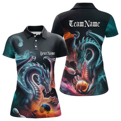 Maxcorners Blue Smoke Custom Dragon Bowling Team Polo Shirt For Men And Women Dragon Bowling Tournament Shirt