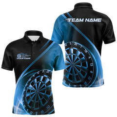 Maxcorners Custom Black And Blue Dartboard Dart Team Jerseys, Dart League Polo Shirt For Men LM0910