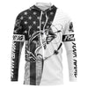 Maxcorners Black And White American Flag Bass Fishing Shirts, Personalized Patriotic Bass Fishing Jerseys LM0201