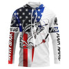 Maxcorners Bass Fishing American Flag Long Sleeve Fishing Shirts, Personalized Patriotic Bass Fishing Jerseys LM0201