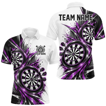 Maxcorners Custom Black Red Dartboard Dart Team Polo Shirt For Men, Dart League Outfit