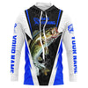 Maxcorners Personalized Bass Fishing Jerseys, Bass Fishing Long Sleeve Fishing Tournament Shirts | Blue LM0201
