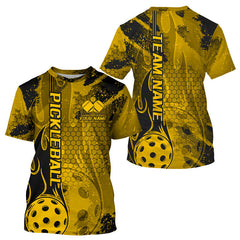 Maxcorners Black And Yellow Flame Custom Pickleball Polo Shirts For Men, Team Pickleball Jerseys LM2206