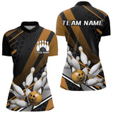 Maxcorners Custom Black And Yellow Bowling Team Jerseys, Striking Bowling League Polo Shirt For Men MT0609