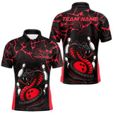Maxcorners Custom Black And Red Cobra Snake Bowling Jerseys, Bowling Team Men Polo Shirts MT0609