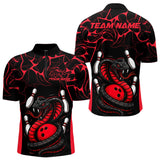 Maxcorners Custom Black And Red Cobra Snake Bowling Jerseys, Bowling Team Men Polo Shirts MT0609