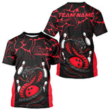 Maxcorners Custom Black And Red Cobra Snake Bowling Jerseys, Bowling Team Men Polo Shirts MT0609
