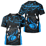 Maxcorners Custom Black And Blue Cobra Snake Bowling Jerseys, Bowling Team Men Polo Shirts MT0609